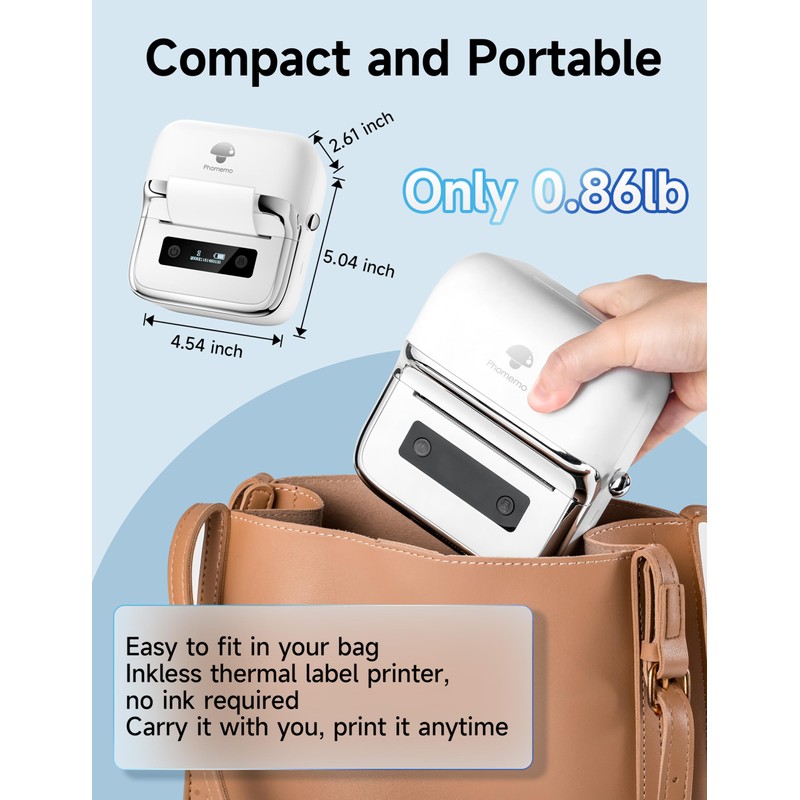 Phomemo M250 Label Printer, 3 Inch Bluetooth Labeling Device, Thermal