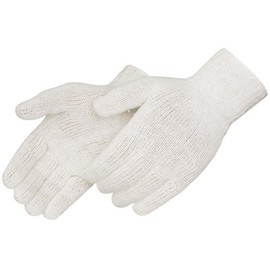 Liberty Glove & Safety P4517Q/L Cotton/Polyester Standard Weight Seamless Knit Glove with Elastic String Knit Wrist, Large, Natural White (Pack of 12)