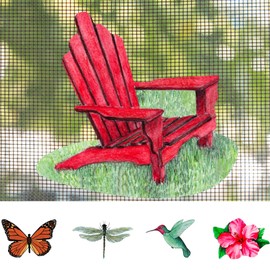 Screen Door Saver - Screen Magnets - Keep People and Pets from Running Into Screen Doors & Patch Holes with Screen Door Magnets - Made in USA - Red Chair - 5.75 x 5.5 inches - 2 Pack (1 Pair)