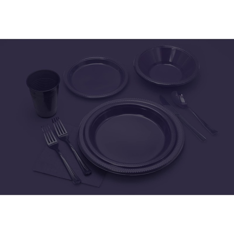 Exquisite Deep Purple Plastic Plates 50 Count I 9 Inch