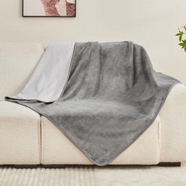 Yaning Waterproof Blanket 101x152cm for Adults, Reversible Waterproof Bed Cover for Dogs Cats Pets, Soft Leakproof Blanket for Bed Couch Sofa Furniture Protector, Grey/Light Grey