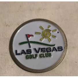 Unbranded Las Vegas Golf Club golf ball marker. 1 inch metal. Vintage!