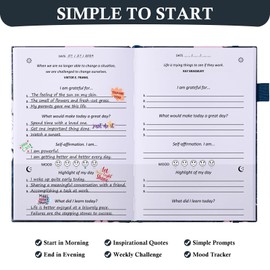 Comkiso Gratitude Journal with 4 Inspirational Stickers: Undated Daily Gratitude Journal for Women and Men - More Happiness, Affirmation, and Mindfulness in A Few Minutes with Prompts & Quotes (Peony)