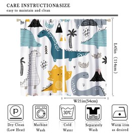 Kids Dinosaur Blackout Curtain Cartoon Cute Various Dino Moutain Rod Pocket Drapes Children Bedroom Nursery Dining Room Kitchen Living Room Office 42x45 in
