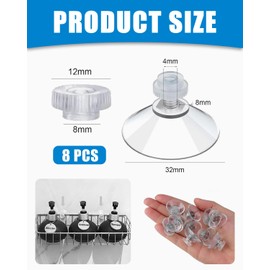 LOZTBUE 8 Threaded Suction Cups, Suction Cup Holder for Electronic Parking Disc, Transparent Mini Suction Cup with Thread, Suction Cup for Car Sun Protection, Strong Suction Cup Clip, Can Be Screwed