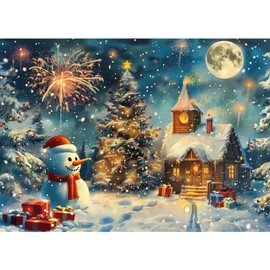 MISITU Jigsaw Puzzle 1000 Piece Puzzle Landscape Painting Fireworks Christmas Present Birthday Stylish Interior Lively Christmas (50 x 70 cm)
