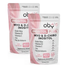 2-Pack Myo y D-Chiro Inositol Plus 401  Con Acido Folico, Prebioticos, Vitamina D3, C, Zinc, Vitaminas Mujer  Mayo Myonisitol  Oby Suplemento...      