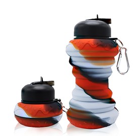 WATMHHJQ Silicone Folding Water Bottle - 600ml 20oz, BPA Free, Portable & Lightweight for Outdoor Hiking & Indoor Sports - Ideal Travel Companion