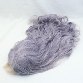 Pastel Lilac Lavender Purple Wig Mixed Color Heat Resistant Long Wavy Curly Hair Natural Hairline Wig Middle Part Hand-made Lace Front Wigs for Women Girls Cosplay Party Synthetic Lace Wigs