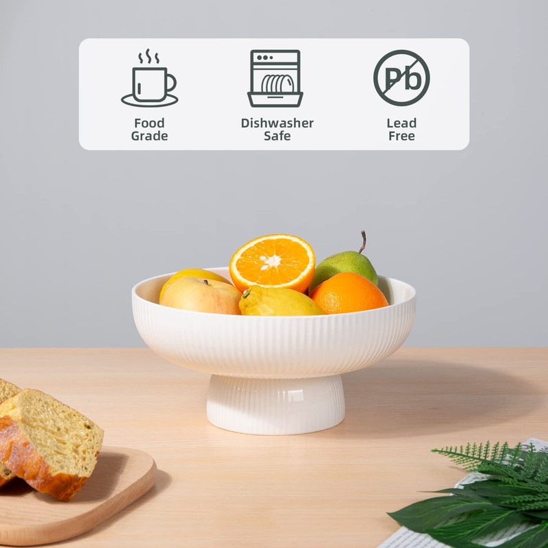 Magclay Ceramic Fruit Bowl with Draining Holes, 10" Large Fruit