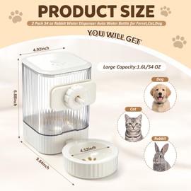 Singhoow 2 Pack 54 oz Rabbit Water Dispenser, Hanging Gravity Water Bottle