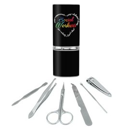 GRAPHICS & MORE Social Worker Heart Stainless Steel Manicure Pedicure Grooming Beauty Care Travel Kit