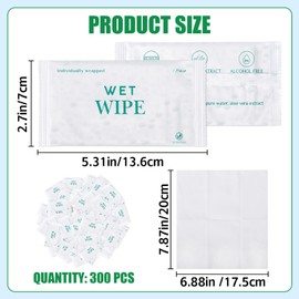 Enjamyo 300 Pack Wet Wipes Individually Wrapped,Travel Size Hand Wipe, 300 Pack Individually Wrapped Wet Wipes Packets