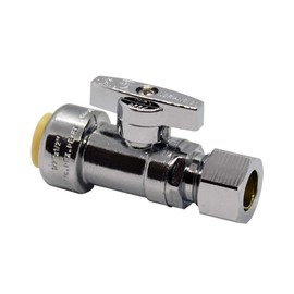 5 PIECES 1/2" PUSH FIT X 1/2" OD COMPRESSION 1/4-TURN STRAIGHT STOP VALVE WITH METAL HANDLE, CERTIFIED TO NSF ANSI61 -
