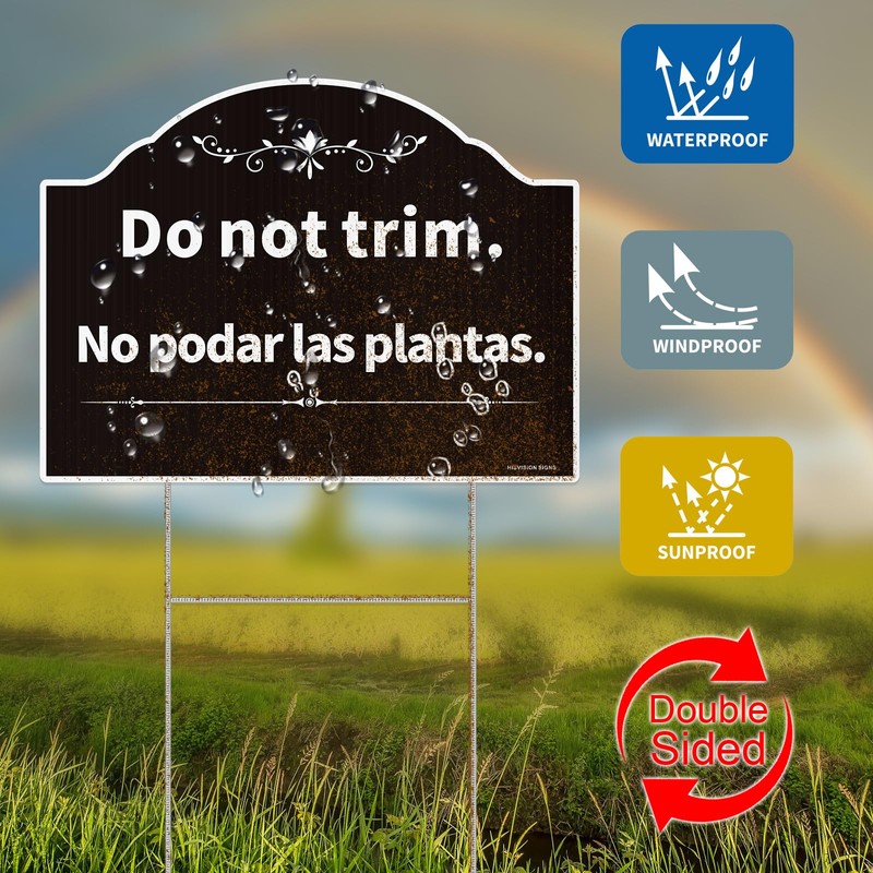 Do Not Trim Sign,Bilingual Plant Sign in English and Spanish,