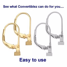 Unbranded Earring Converter for pierced ears Converts Post earring to Lever-back Earrings - 2 Pair 14K Gold Over Sterling Silver