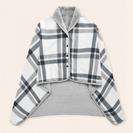 Camping Cozy Blanket Fleece Sleep Cloak Student Lap Blanket Microfiber Leisure Promotional Items Snap-on shoulder black