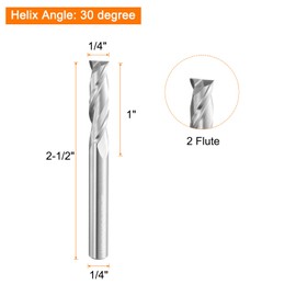sourcing map Spiral Router Bit 1/4" Cut Dia 2 Flutes Up Cut End Mill Bits Milling Cutter for Wood Carving Engraving (1/4" Shank 1" Cut Length 2-1/2" Long 30 Degree Helix HRC49-51)
