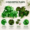 2 Pc Reptile Plants for Terrarium Decor,Amphibian Habitat Decor,Fake Plant