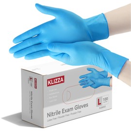 KLIZZA Nitrile Gloves Disposable, Latex Free, Powder Free Cleaning Gloves, 4 Mil Thick Rubber Gloves for Cooking, Food Prep, Exam, Blue 100 PCS, Large