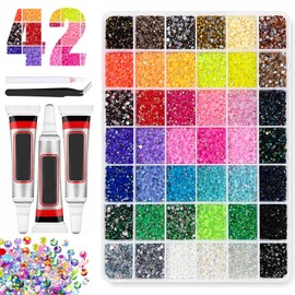 42 Colori Bedazzling Kit 32000 Strass da Incollare 3 mm Gemme Piatte
