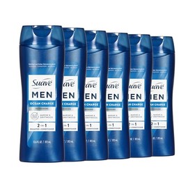 Suave Men Ocean Charge - Champú y acondicionador refrescante 2 en 1 con Pro vitamina B5, hidrata y revitaliza el cabello, aroma Ocean Fresh, 6 unidade
