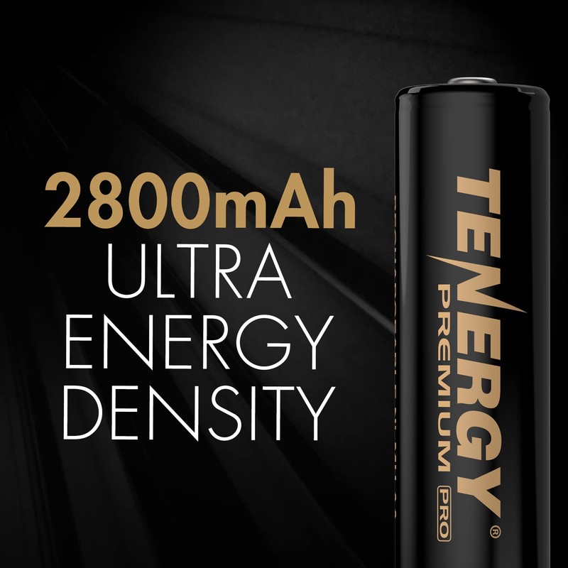 Tenergy Premium PRO Rechargeable AA Batteries, High Capacity 2800mAh NiMH