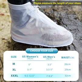Waterproof Shoe Covers 2 Pairs, Silicone Non-slip Overshoes, Recyclable Shoe Booties Covers for Rain, Boot Covers for Outdoor, Shoes Cover for Men and Women Children (XXXL)
