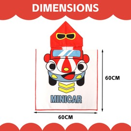 Montrestar Children's Bath Poncho with Hood, Microfibre Poncho Towel, Absorbent Bathrobe, Bath Towel, Girls, Swimming Pool Bath Towels, Beach Towel for Girls, Boys, Toddlers, 2-8 Years (Red Car)