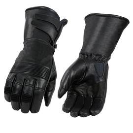 Milwaukee Leather MG7550 Men's Black Cowhide Leather Gauntlet Motorcycle Hand Gloves w/X-Long Cuff i-Touch Screen Waterproof - Medium