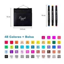 Touch Marcador Doble Punta De 48 Plumones De Colores