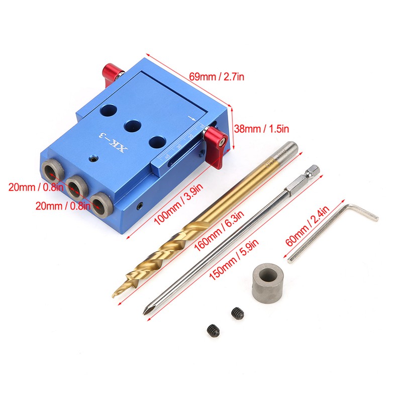 Pocket Hole Drilling Kit Woodworking Oblique Drill Guide Set Positioner
