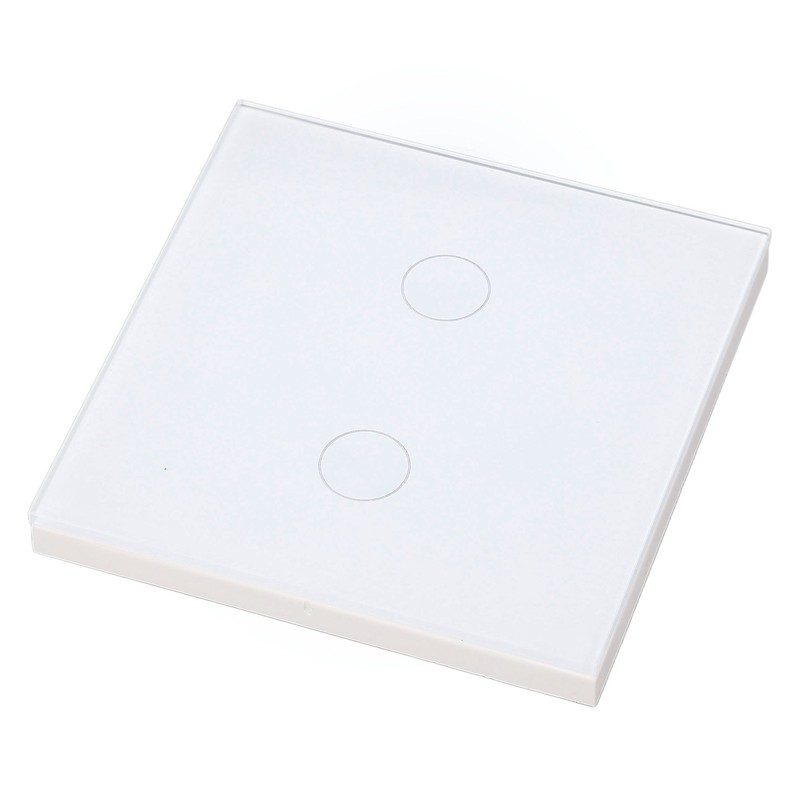 2 Gang Wall Switch with Indicator Tempered Glass Panel Touch