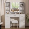 Yamissi Large Vanity Desk Set with LED Lighted Mirror Drawers