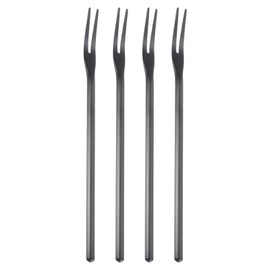 sourcing map 4 Pcs Pickle Fork, 6.3 Inch Olive Fork with Long Handle, Stainless Steel Cocktail Forks, 2-Tine Fork for Dessert Cocktail Fruit and Vegetable Black