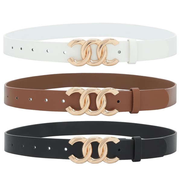 Earnda 3 Pack Women Belts for Jeans Dresses Fashion Gold