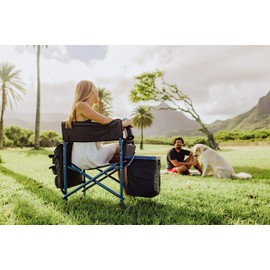 ONIVA - a Picnic Time Brand Fusion Original Design Outdoor Folding Chair, Gray with Blue Frame, 33 x 7 x 21