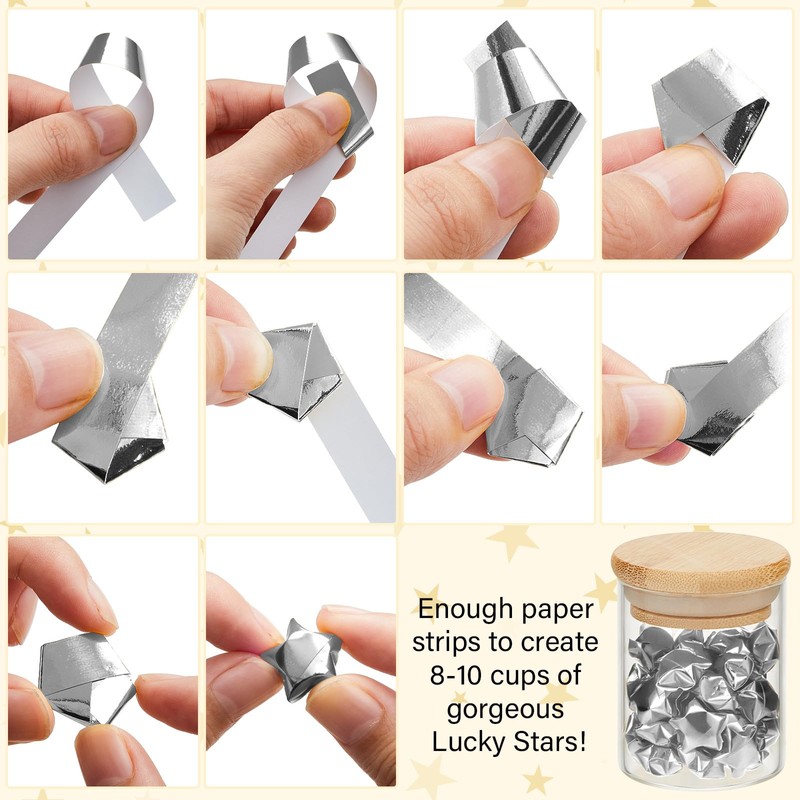 Kigeli 1000 Sheets Paper Strips Foil Star Glitter Origami Stars