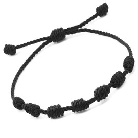 PHITECUS 7 knots Black Bracelet for protection, Evil Eye and Good Luck. Buddisth String. Thread/Amulet for prosperity and success. Talisman for Womens, Mens, Girls, Boys. Cord Adjustable (Black)