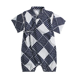 SEIWARAKU HF42 Baby Boys Girls Yukata Jinbei Romper Coverall Japanese Pattern Summer Baby Floral Print Baby Clothes Romper Short Sleeve Open Front Children's Clothing Cotton Festival Fireworks Display