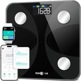 RunSTAR Body Fat Scales People with Large Display 180 kg / 400 lbs Personal Scales Digital Analyzer for 13 Essential Body Values with App Sync
