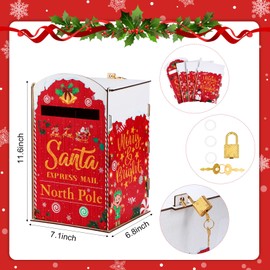 Chinco Christmas Mailbox Letters to Santa Mailbox Christmas Decorations Christmas Kids Gift Wish List Red North Pole Delivery Mailbox for Outside Home Classroom (Elves)