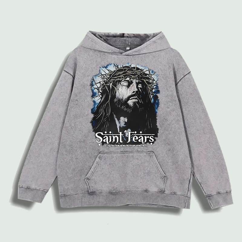 Saint Tears Graphic Hoodie 100% Cotton US Warehouse 6 ColorsColor: