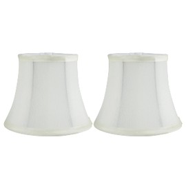 Meriville Set of 2 Faux Silk Chandelier Lamp Shades – Softback Bell Shape, Clip-On Fitter for Candelabra Bulbs, 4" x 6" x 5”, Eggshell