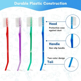 4-Pack Orthodontic Toothbrushes with Double-Ended Design – V-Trim Brush and Interspace Brush for Effective Braces Cleaning, Multi-Colored Set for Oral Dental Care