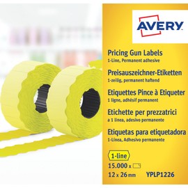 Avery Zweckform YPLP1226 Price Gun Labels 1 Line 12 x 26 MM Rolls 15,000/10 Labels Yellow