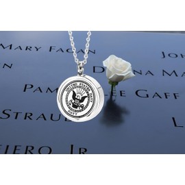 MEMORIALU Urn Ashes Necklace Stainless Steel Memorial Cremation Jewelry (NAVY RESERVE)
