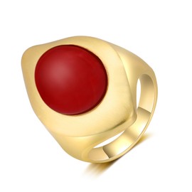 Aprilery Gold Chunky Rings for Women, Vintage Stone Statement Band Rings Metal Rings Cocktail Costume Jewelry Gifts for Her (Red Stone, 8)