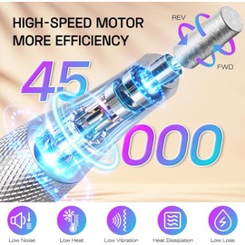 Depvko Taladro Eléctrico Para Uñas: Herramienta Profesional Inalámbrica De 45 000 Rpm Con Perilla De Velocidad Continua Para Uñas Acrílicas De Gel Y Polvo Kit Portátil De Manicura Y Pedicura