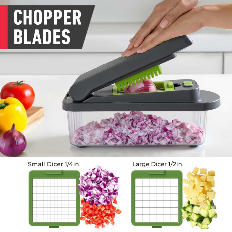 Mueller Pro-Series 10-in-1, 8 Blade Vegetable Chopper, Onion Mincer, Cutter,